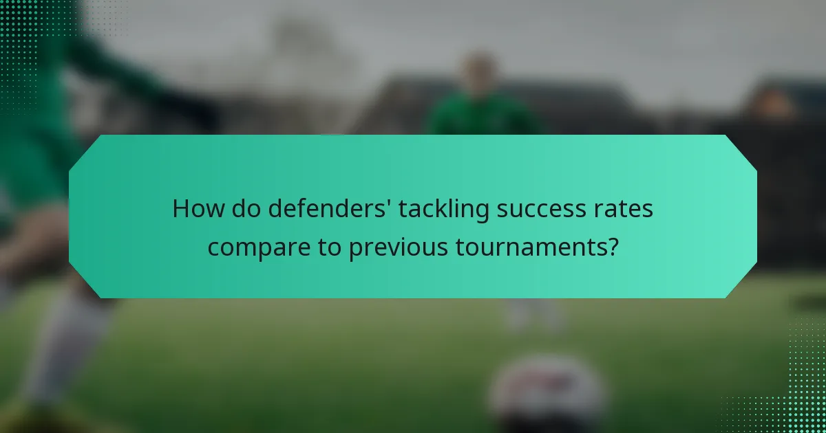 How do defenders' tackling success rates compare to previous tournaments?