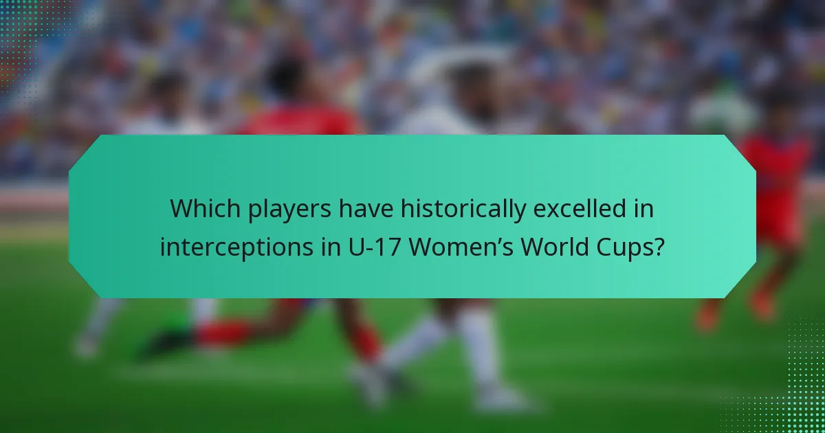 Which players have historically excelled in interceptions in U-17 Women’s World Cups?